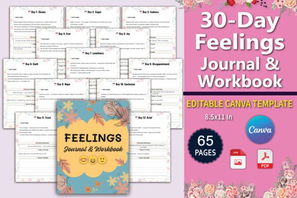 30-Day Feelings Journal Workbook: A Path to Emotional Healing and Self-Compassion