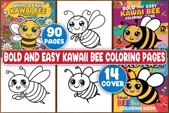 Bold and Easy Kawaii Bee Coloring Pages